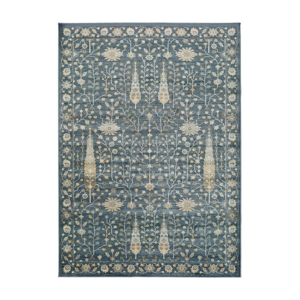 Tappeto in viscosa blu , 140 x 200 cm Vintage Flowers - Universal