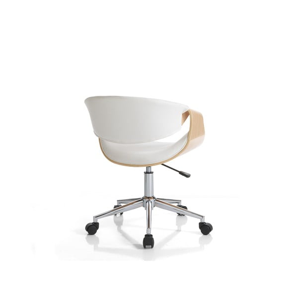 Sedia da ufficio bianca/di colore naturale in similpelle Visby – Tomasucci-image-3