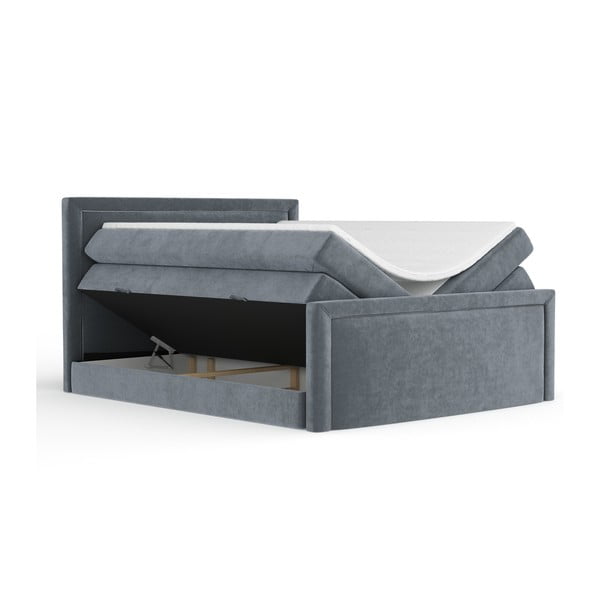 Letto boxspring grigio scuro con contenitore 200x200 cm Lavenda – Maison de Rêve-image-2