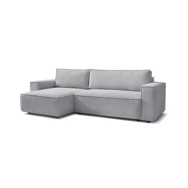 Divano letto a coste grigio chiaro ad angolo variabile Nihad - Bobochic Paris-image-3