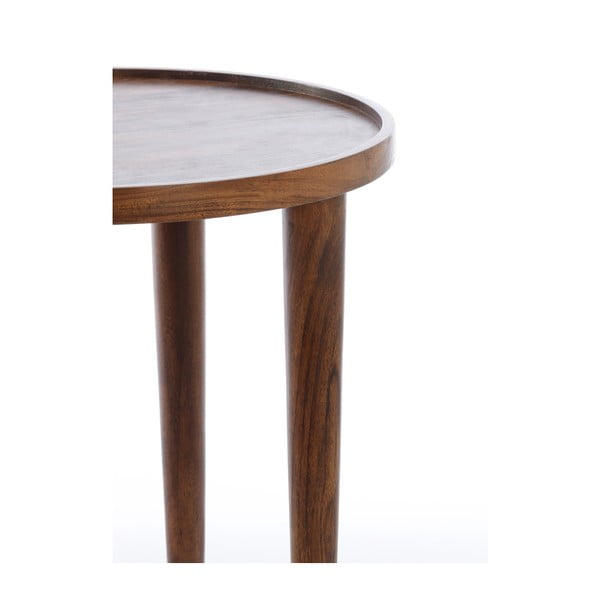 Tavolino rotondo in legno massiccio di acacia ø 45 cm Qiano - Light & Living-image-2