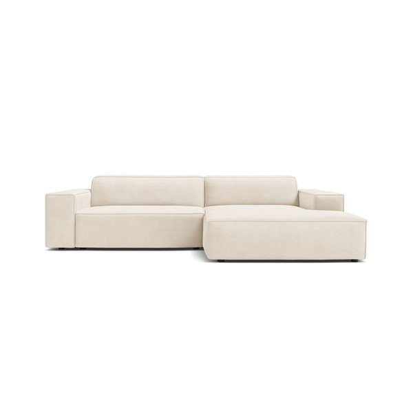 Divano angolare componibile color crema (con penisola a destra/con chaise lounge) con rivestimento in velluto Jodie – Micadoni -image-2