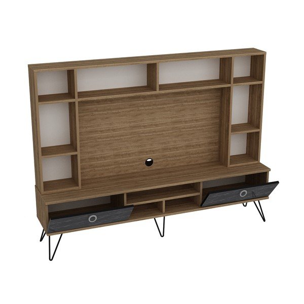 Set TV grigio-marrone in noce 180x136 cm Lorenz - Kalune Design-image-2