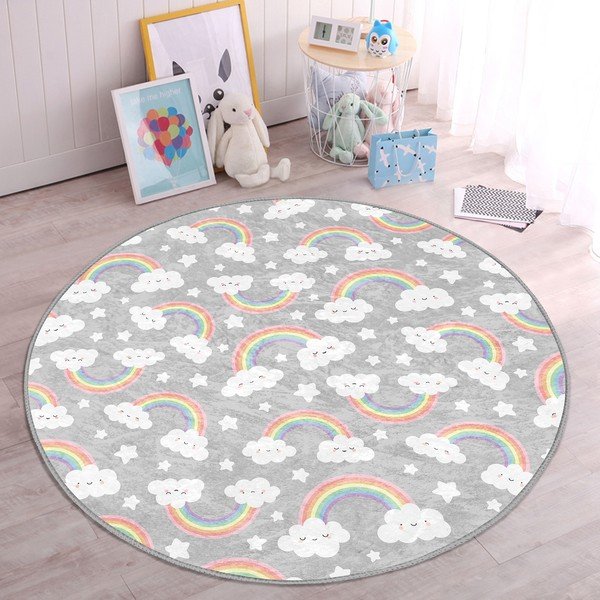 Tappeto grigio per bambini ø 120 cm Comfort - Mila Home-image-4
