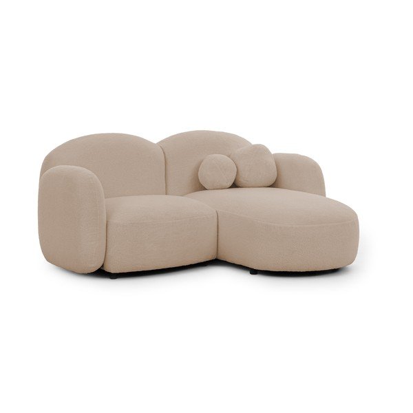 Divano angolare marrone chiaro (con penisola a destra/con chaise lounge) con rivestimento in bouclé Orbit – Ropez