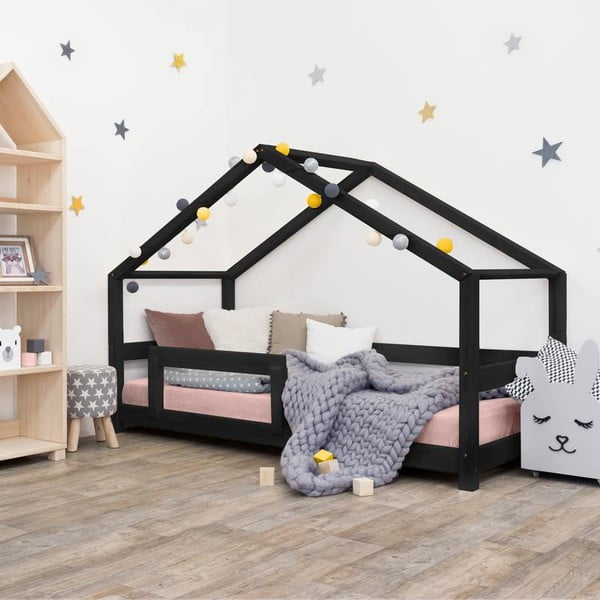 Casetta nera per bambini con lato Lucky, 90 x 180 cm - Benlemi