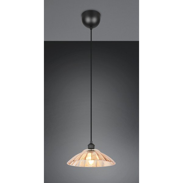 Lampadario nero/color ambra in metallo con paralume in vetro ø 29,5 cm Eluna – Reality-image-1