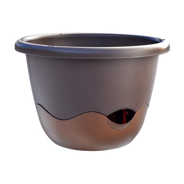 Vaso sospeso autoinnaffiante grigio-marrone Mareta, lunghezza 25 cm - Plastia