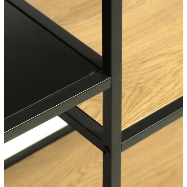 Libreria nera/di colore naturale effetto rovere 80x146x35 cm Altino – Unique Furniture-image-4