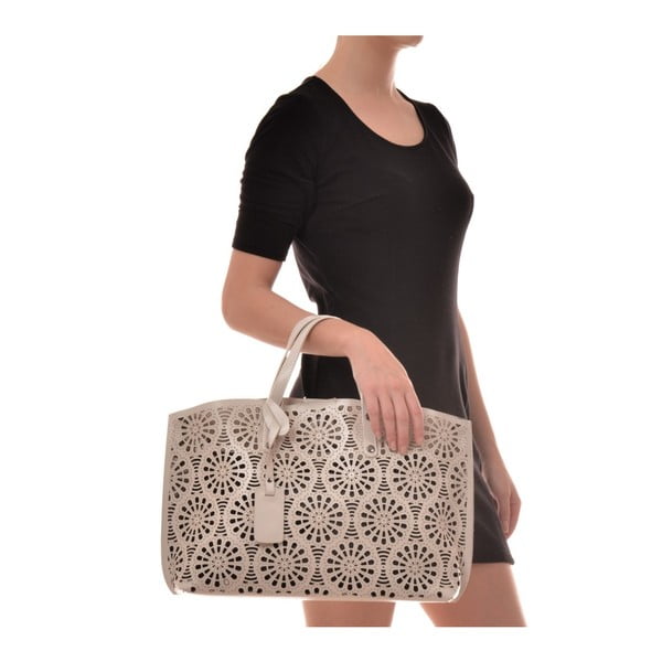 Béžová kožená kabelka Mangotti Bags Lulia-image-3