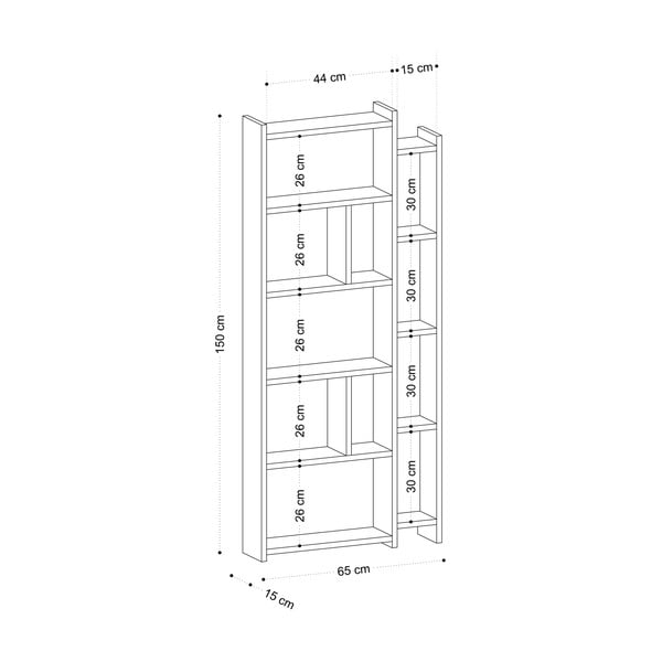 Libreria colore naturale in rovere 65x150 cm Momo - Kalune Design-image-3