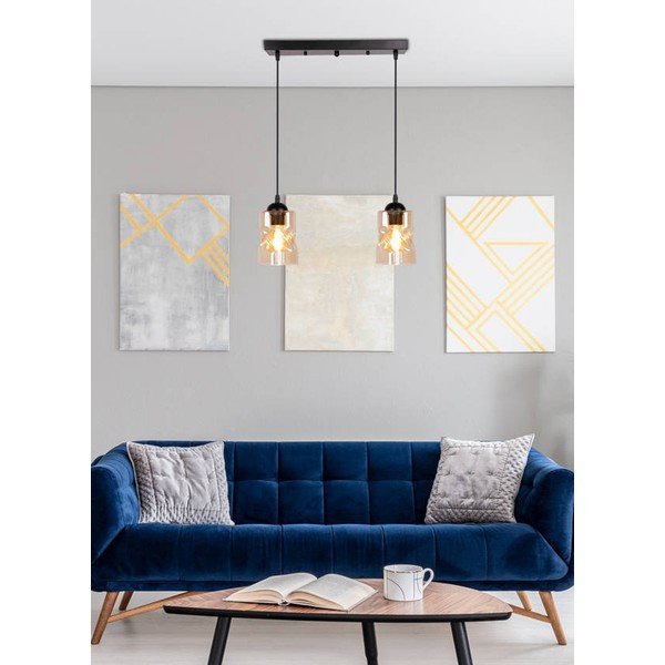 Lampada a sospensione nera con paralume in vetro 10x44 cm Felis - Candellux Lighting-image-1