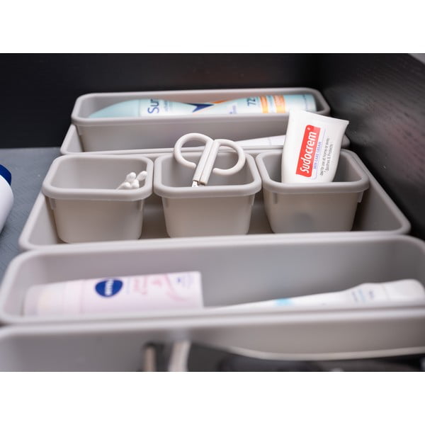 Set di 8 organizzatori per cassetti in plastica grigi - Addis-image-4
