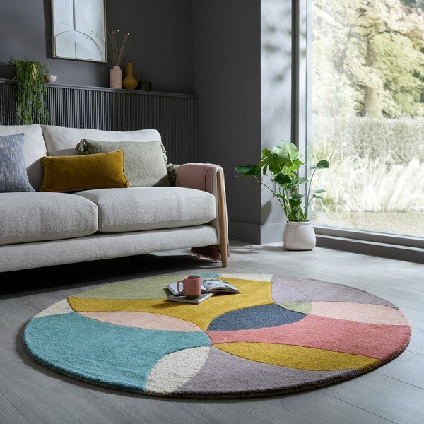Tappeto rotondo in lana tessuto a mano ø 160 cm Glow Multi – Flair Rugs-image-1