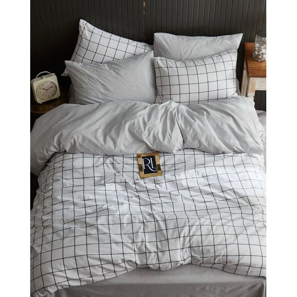 Biancheria da letto matrimoniale bianca con lenzuolo 200x220 cm Geometric - Mila Home-image-1