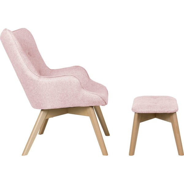 Poltrona con poggiapiedi rosa chiaro Niko – Ropez-image-3