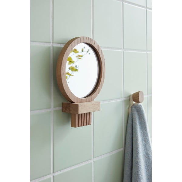 Specchio cosmetico a parete con cornice in legno ø 14 cm - Hübsch-image-1