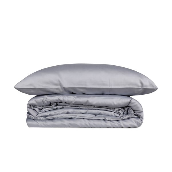 Set copripiumino e federa grigio in raso di cotone per letto matrimoniale/per letto esteso 240x220 cm Elegant – Mijolnir