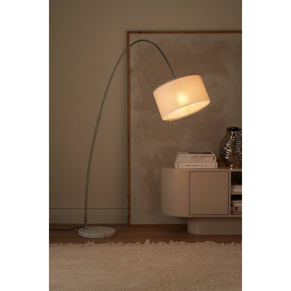Lampada da terra bianca in tessuto con struttura flessibile (altezza totale 145 cm) Arc – Ellos Home-image-2