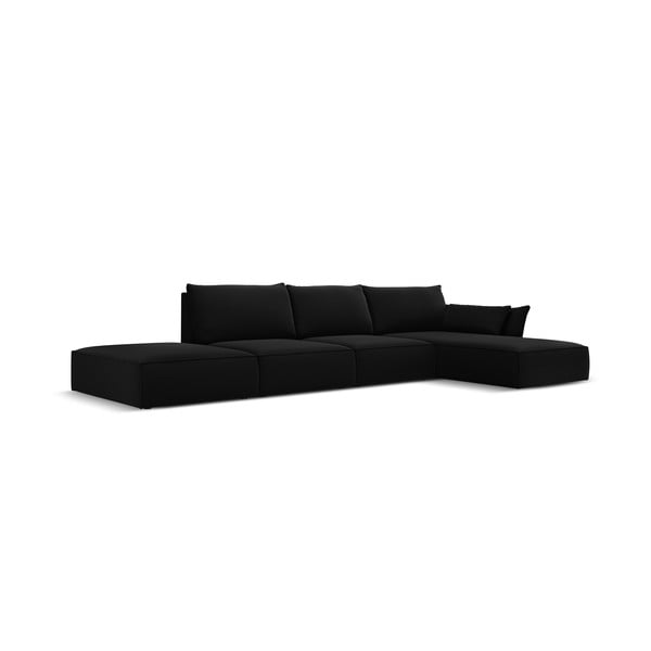 Divano angolare nero (con penisola a destra/con chaise lounge) con rivestimento in velluto Vanda – Mazzini Sofas-image-2