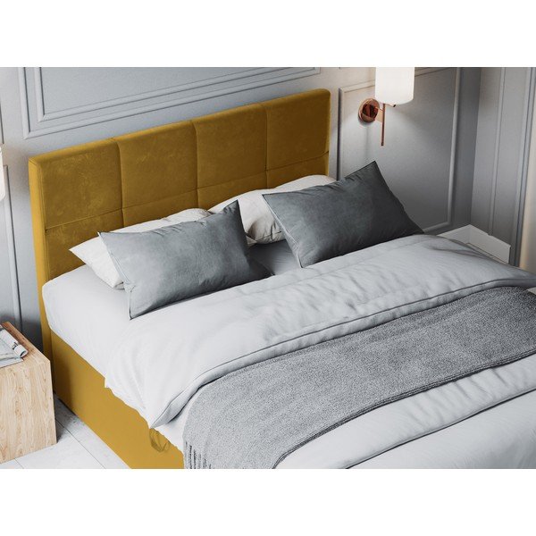 Letto matrimoniale in velluto giallo senape Mimicry, 180 x 200 cm - Mazzini Beds-image-1