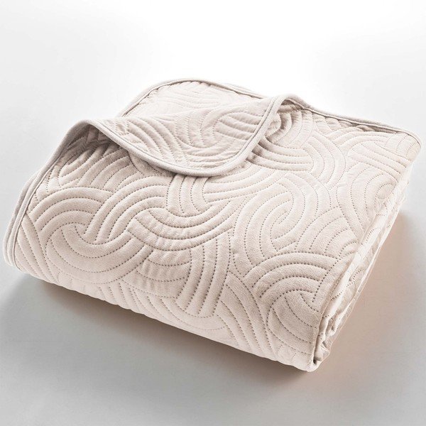 Set con copriletto e federa color crema in velluto 220x240 cm Solange – douceur d'intérieur-image-2