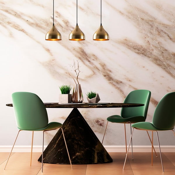 Lampadario dorato con paralume in metallo Tattoo – Opviq lights-image-1