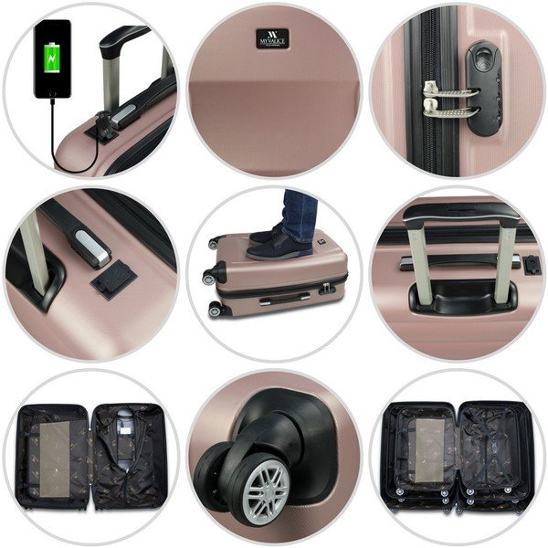 Set di 2 valigie da viaggio blu su ruote con porte USB My Valice LASSO Cabin & Large - Myvalice-image-4
