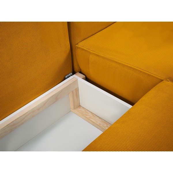 Divano letto a U in velluto a coste giallo Azalea - Mazzini Sofas-image-1