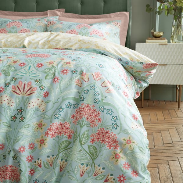 Biancheria da letto gialla/verde in cotone per letto matrimoniale 200x200 cm Art Deco Hydrangea – RHS-image-4