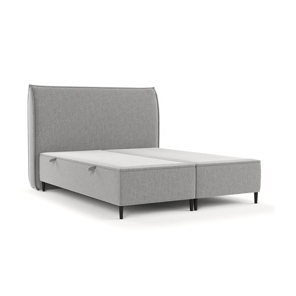 Letto matrimoniale imbottito grigio chiaro con contenitore 160x200 cm Draco - Maison de Rêve