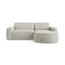 Divano angolare color crema (con penisola a destra/con chaise lounge) con rivestimento in ciniglia Omao – Makamii