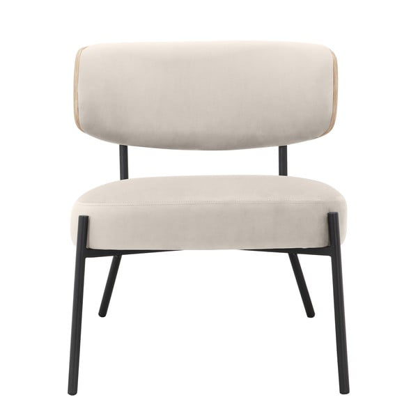 Poltrona in velluto crema con poggiapiedi Jerry - Støraa-image-3