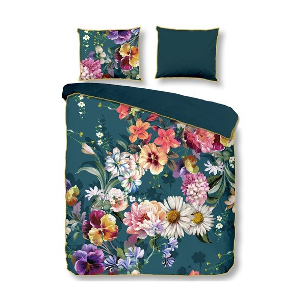 Set copripiumino e federa color petrolio in raso di cotone per letto matrimoniale ed esteso 240x220 cm Novara – Descanso