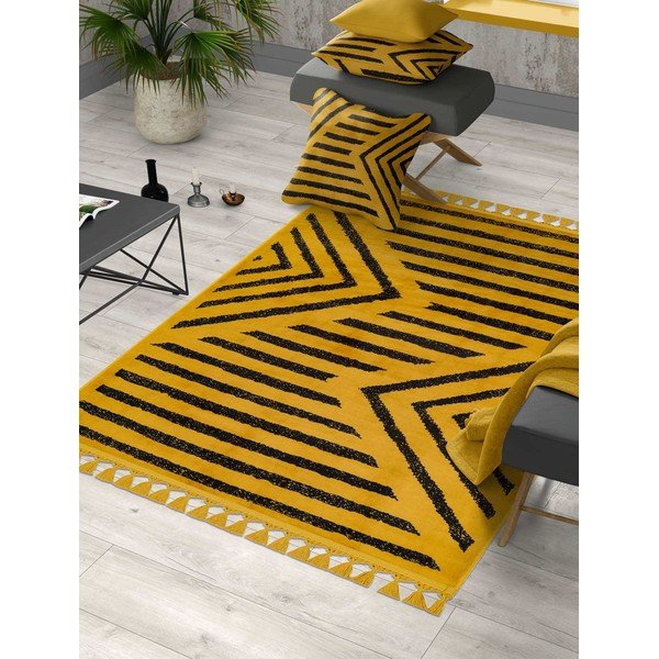 Tappeto lavabile giallo 160x100 cm - Vitaus-image-1
