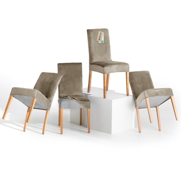 Set di coprisedia greige con rivestimento elastico per sedie 4 pz 48 cm Sento – Restilo