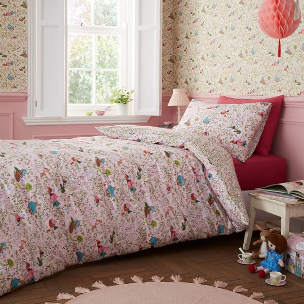 Set copripiumino e federa da bambini rosa in cotone per letto singolo 135x200 cm Fairytale – Belle & Boo-image-1