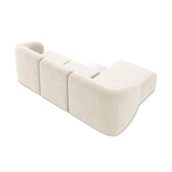 Divano angolare beige (con penisola a sinistra/con chaise lounge) con rivestimento in ciniglia Lani – Makamii-image-3