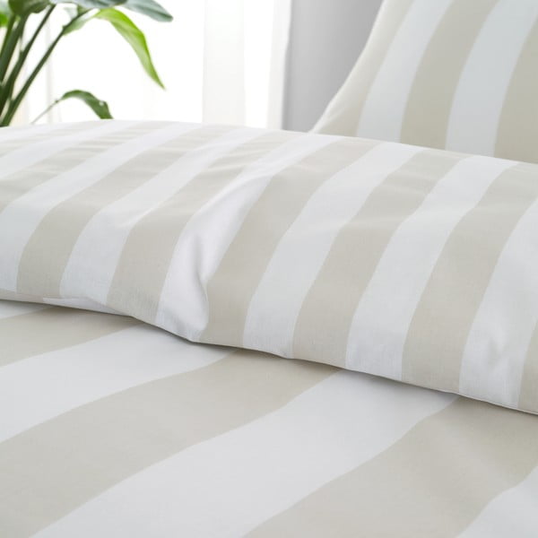 Biancheria da letto singola beige e bianca 135x200 cm Cove Stripe - Catherine Lansfield-image-4