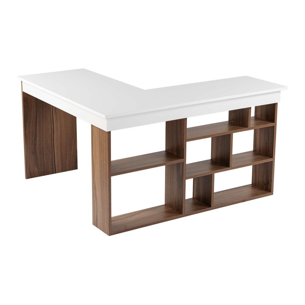 Scrivania angolare con effetto noce 120x130 cm Vesper – Kalune Design | Scrivanie e postazioni da lavoro