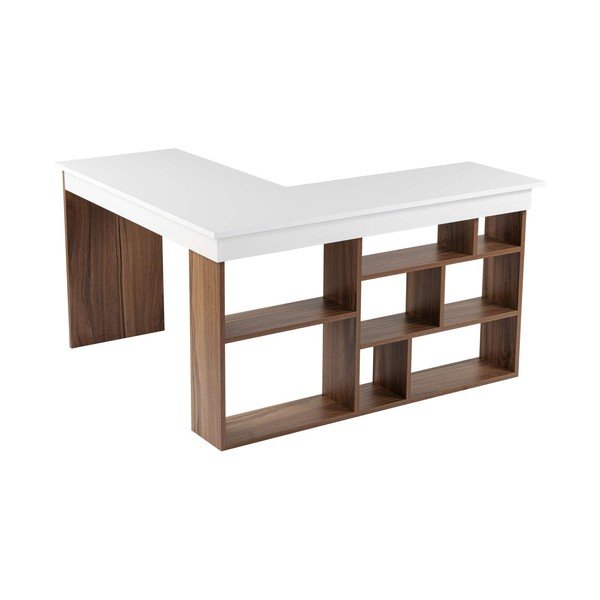 Scrivania angolare con effetto noce 120x130 cm Vesper – Kalune Design