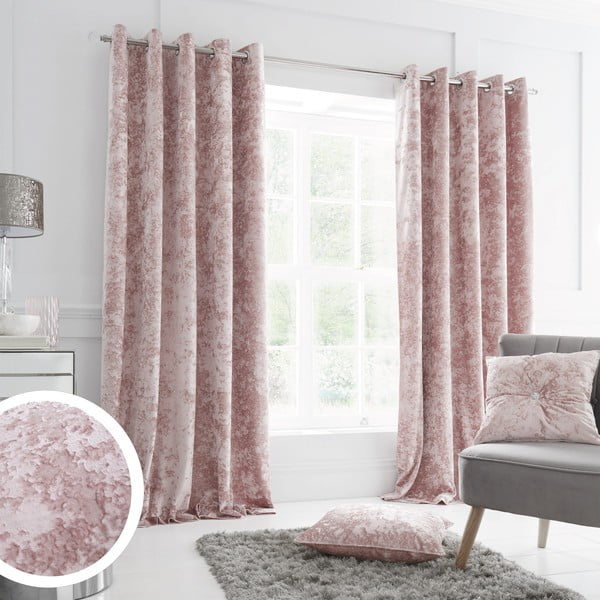 Tende in set rosa in velluto 2 pz 229x229 cm Crushed Velvet – Catherine Lansfield-image-3