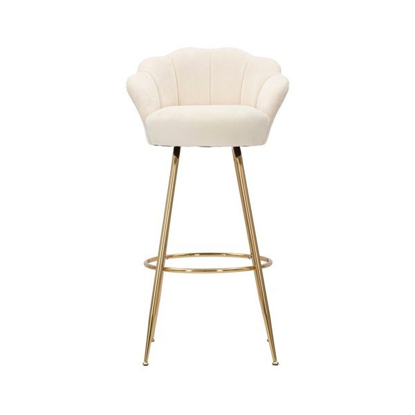 Sedia da bar color crema/dorata in velluto con braccioli (altezza della seduta 90 cm) Vienna – Mauro Ferretti-image-2