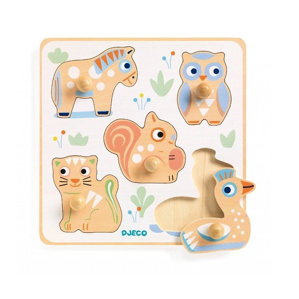 Dřevěné puzzle pro nejmenší Djeco Pastelová zvířátka