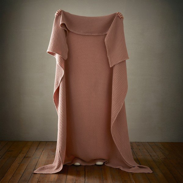 Coperta rosa polveroso in cotone 150x200 cm Jaipur Chunky Waffle – Pineapple Elephant-image-1