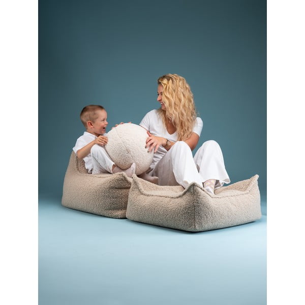 Pouf a sacco per bambini marrone chiaro con rivestimento in bouclé Square – Wigiwama-image-3