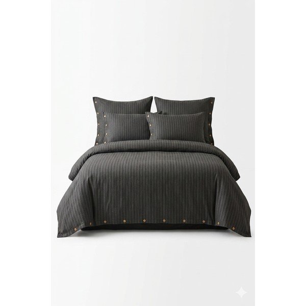 Set copripiumino e federa grigio scuro in cotone renforcé per letto singolo 140x200 cm Como Striped – Mila Home Luxury
