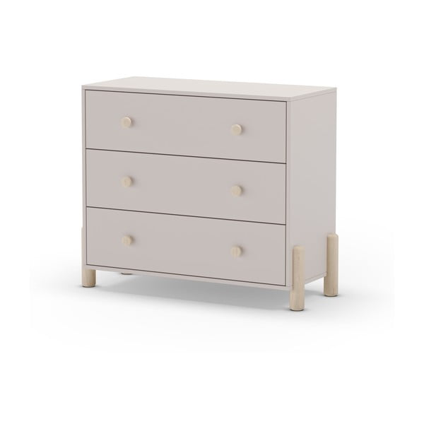 Cassettiera bassa per bambini in legno di pino color crema 90x80 cm Enola - Marckeric-image-2