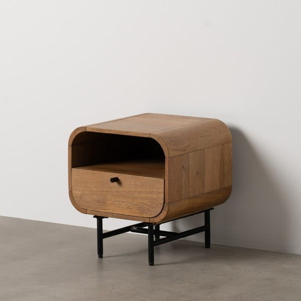 Comodino di colore naturale in mango massiccio Mahón – Ixia-image-1