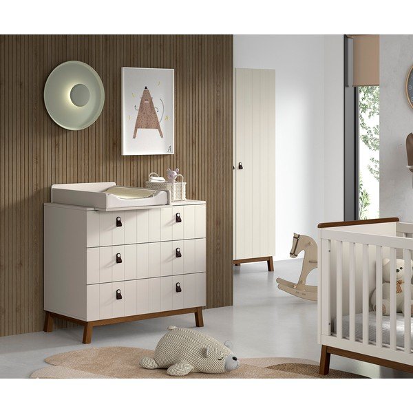 Cassettiera per bambini beige con fasciatoio 98,5x94x57 cm Sezane – Vipack-image-1